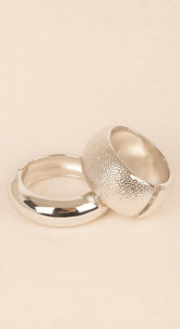 Gilded Duo Two Piece Set Metal Bangle - Silver