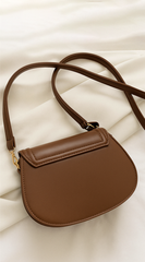 Faux Leather Crossbody Bag - Brown