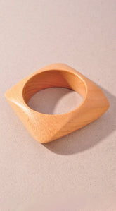 Orbit Squared Circle Wood Bracelet - Beige