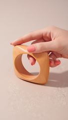 Orbit Squared Circle Wood Bracelet - Beige