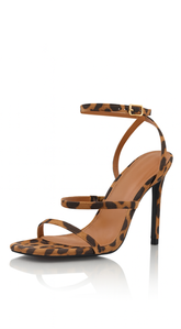 Megan Leopard Strappy Heel - Brown