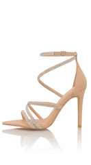 Sofia Embellished Strappy High Heels - Nude