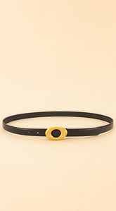 Maya Metal Buckle Faux Leather Belt - Black