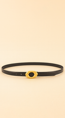 Maya Metal Buckle Faux Leather Belt - Black