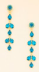 Tia Long Drop Crystal Chandelier Earrings - Blue