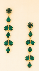 Tia Long Drop Crystal Chandelier Earrings - Green