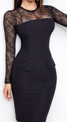 Sheer Lace Print Blouse - Black