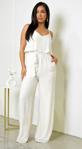 Rya Cami Layered Jumpsuit - Light Beige