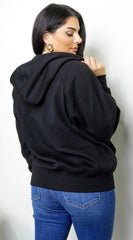 Off Duty Zip Up Boyfriend Hoodie - Black