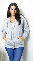 Off Duty Zip Up Boyfriend Hoodie - Gray