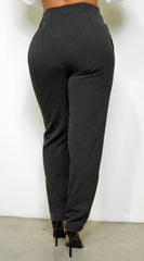 Dove High Waist Pintuck Detail Pants - Gray