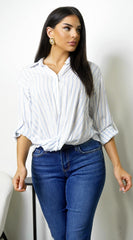 Drift Twist Stripe Shirt - Chambray Blue