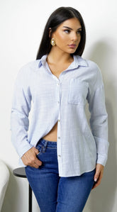 Everyday Stripe Button Down Shirt - Blue