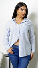 Everyday Stripe Button Down Shirt - Blue