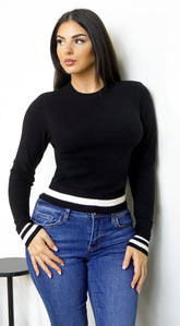 Academia Crew Sweater - Black White