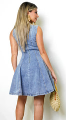 Hayes Denim Mini Dress - Blue