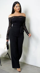 Calyra Lace Jumpsuit - Black