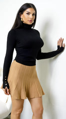 Solana Pleated Mini Skirt - Beige