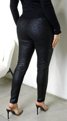 Linea Coated Texture Pants - Black