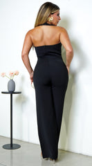 Evana Halter Jumpsuit - Black
