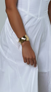 Cross Wire Cuff Bracelet - Gold