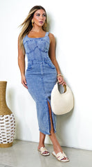 Sevinn Denim Midi Dress - Blue