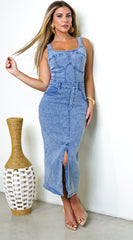 Sevinn Denim Midi Dress - Blue