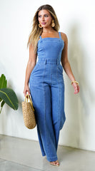 Evolet Denim Jumpsuit - Blue