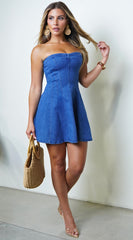 Virelle Denim Mini Dress - Blue