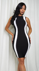 Heidi Two Tone Bandage Dress - Black