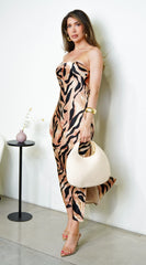 Bronwyn Strapless Bias Cut Maxi Dress - Brown