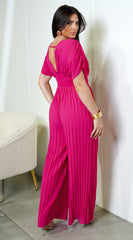 Selene V Neck Pleated Jumpsuit - Pink