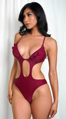 Barbados Burgundy Red Ruffle One Piece Swimsuit