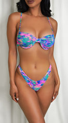 Cabo Pink Blue Multi Color Underwire Bikini