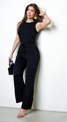 Mirage Sleeveless Waist Band Detail Jumpsuit - Black