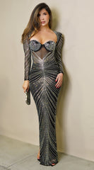 Molly Black Rhinestone Maxi Dress