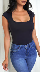 Harper Cap Sleeve Bodysuit - Black