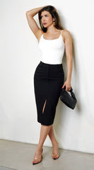 Lani Front Slit Midi Skirt - Black