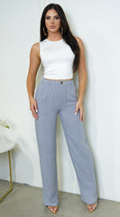 Cora Linen Pants - Gray