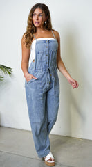 Off Duty Utility Denim Jumpsuit - Blue