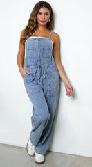 Off Duty Utility Denim Jumpsuit - Blue