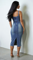 Vickita Denim Midi Dress - Blue