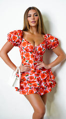 Your Peace Pink Floral Print Tiered Romper