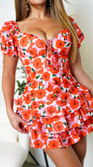Your Peace Pink Floral Print Tiered Romper
