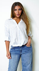 Slow Fade Striped Twist Shirt - Blue