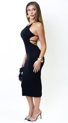 Eterna Halter Midi Dress - Black