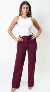 Signature Straight Leg Pants - Wine