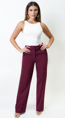 Signature Straight Leg Pants - Wine