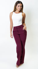 Signature Straight Leg Pants - Wine