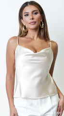Celeste Satin Cami Top - Cream